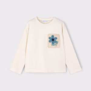 Camiseta bolsillo crochet niña