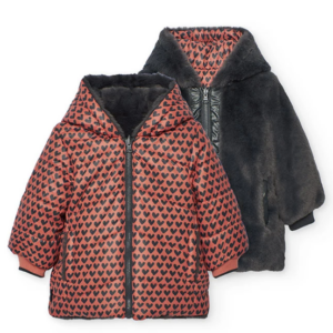 Parka niña reversible tejido técnico corazones