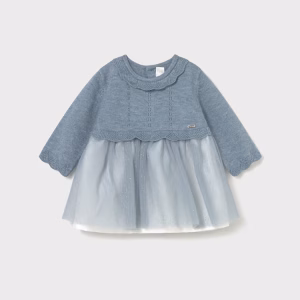 Vestido tricot y tul recién nacida