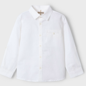 Camisa blanca manga larga lino niño