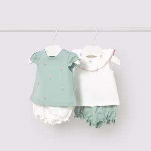 Conjunto 4 piezas cuello volante recién nacida