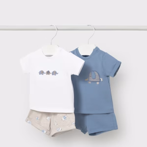 Conjunto 4 piezas pantalón corto recién nacido