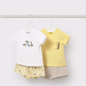 Conjunto 4 piezas pantalón corto recién nacido