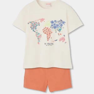 Conjunto algodón niña camiseta y pantalón corto