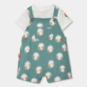 Conjunto bebé camiseta y peto algodón estampado