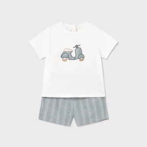 Conjunto bermuda y camisa con lino bebé