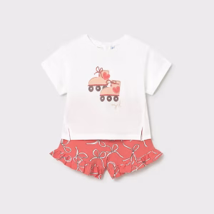 Conjunto pantalón corto estampado y camiseta bebé
