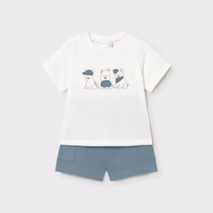 Conjunto pantalón y camiseta animalitos bebé