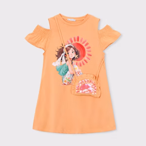 Vestido aberturas con bolso niña