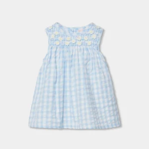 Vestido bebé popelín cuadros azul