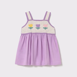 Vestido combinado crochet bebé