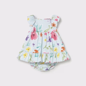 Vestido con cubrepañal estampado recién nacida