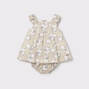 Vestido estampado con cubrepañal recién nacida